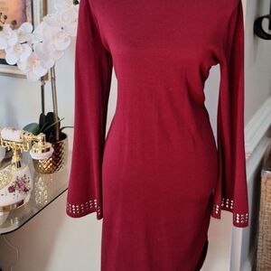 Elegant Burgundy Long Sleeve Dress